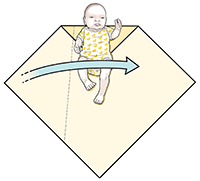 Bước một của quá trình quấn tã cho trẻ.
